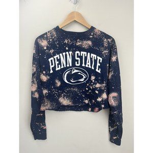 Penn State Nittany Lions Womens Cropped Sweatshirt Splatter Blue Pink Medium